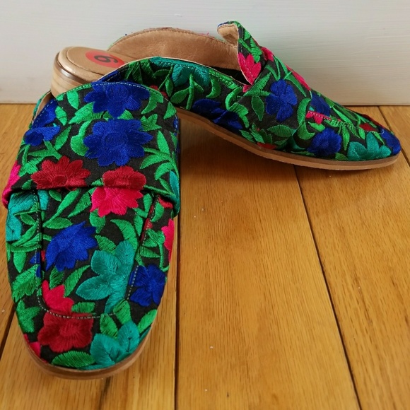 Free People bright Floral Brocade At Ease slide on mule 6 - Picture 2 of 8